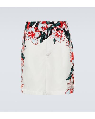 Valentino Floral Silk Tailored Shorts - White