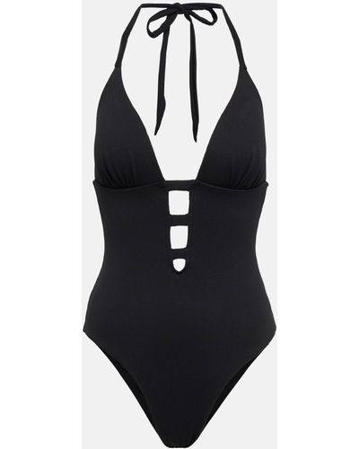 Alexandra Miro Cindy Cutout Halterneck Swimsuit - Black