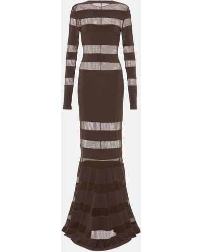 Norma Kamali Spliced Dress Fishtail Gown - Brown