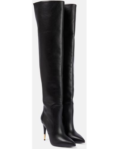 Tom Ford Embellished Leather Over-the-knee Boots - Black