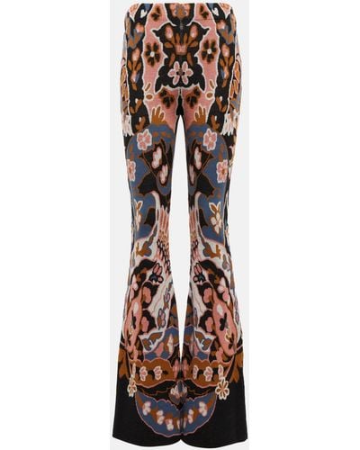 Etro Floral High-rise Flared Wool Pants