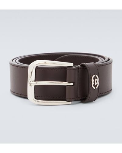 Gucci Interlocking G Leather Belt - Brown