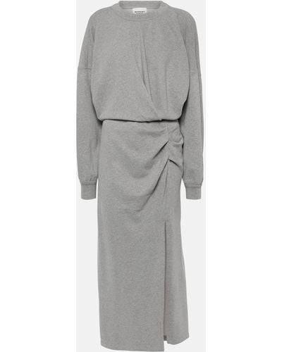 Isabel Marant Salomon Ruched Cotton Jersey Midi Dress - Grey