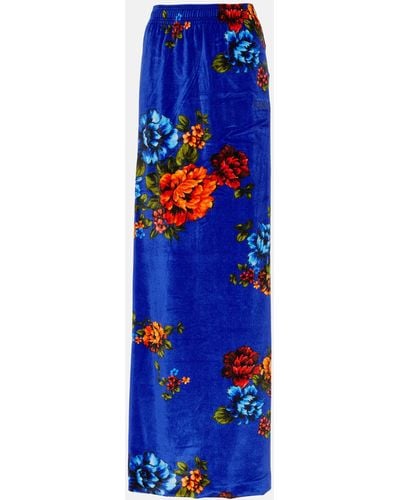 Vetements High-rise Floral Maxi Skirt - Blue