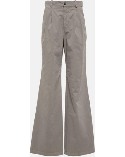 Nili Lotan Flavie Cotton-blend Wide-leg Pants - Grey