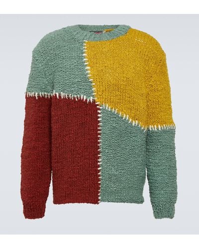 The Elder Statesman Patchwork Cotton Sweater - Yellow