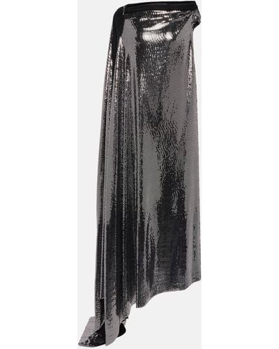 Balenciaga Minimal Draped Metallic Jersey Gown - Grey