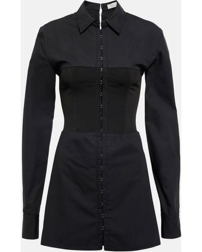 Dion Lee Knit-paneled Poplin Minidress - Black