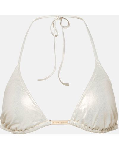 Melissa Odabash Andorra Triangle Metallic Bikini Top - White