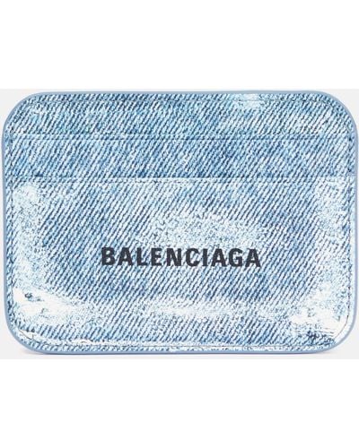Balenciaga Printed Leather Card Holder - Blue