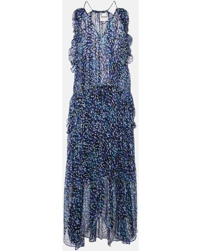 Isabel Marant Fadelo Printed Muslin Midi Dress - Blue