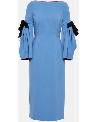 ROKSANDA Venturi Bow-embellished Crepe Midi Dress - Blue