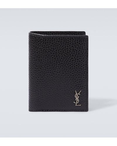 Saint Laurent Tiny Cassandre Leather Wallet - Black