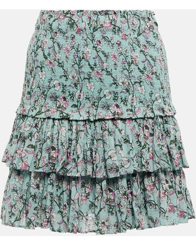 Isabel Marant Naomi Smocked Cotton Miniskirt - Green