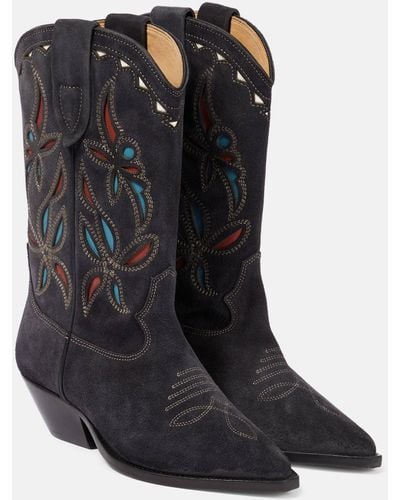 Isabel Marant Duerto Suede Cowboy Boots - Black