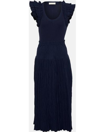 Ulla Johnson Virginia Cotton-blend Midi Dress - Blue