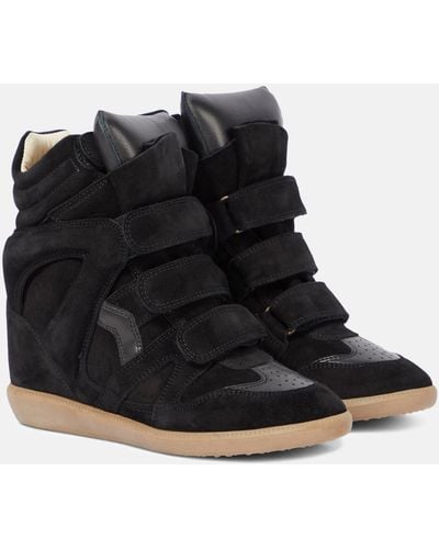 Isabel Marant Bekett Leather And Suede Sneakers - Black