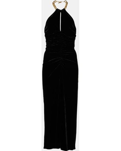 Veronica Beard Josette Halterneck Velvet Midi Dress - Black