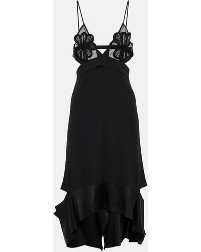 Victoria Beckham Ruffle-trimmed Midi Dress - Black