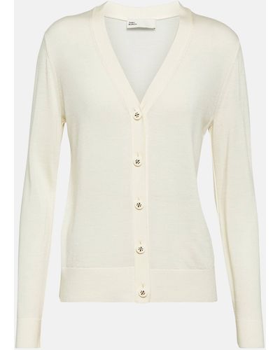 Tory Burch Simone Wool And Silk Cardigan - White