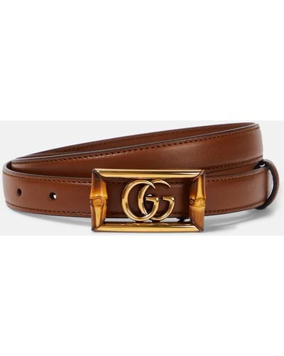 Gucci Double G Leather Belt - Brown