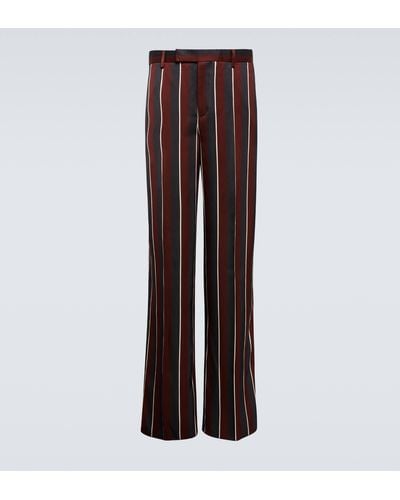 Versace High-rise Striped Straight Crepe Pants - Brown