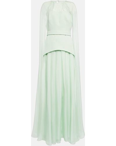 Safiyaa Gloria Silk And Crepe Gown - Green