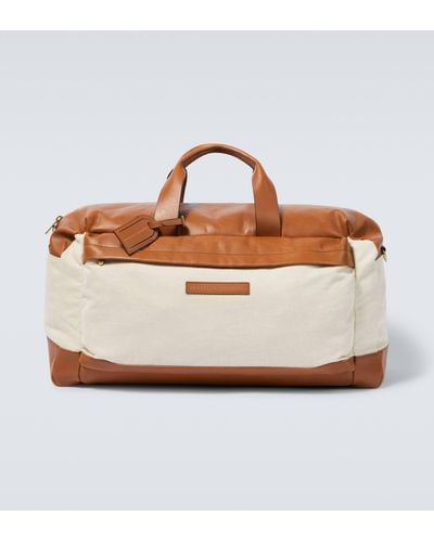 Brunello Cucinelli Leather-trimmed Canvas Duffel Bag - Brown