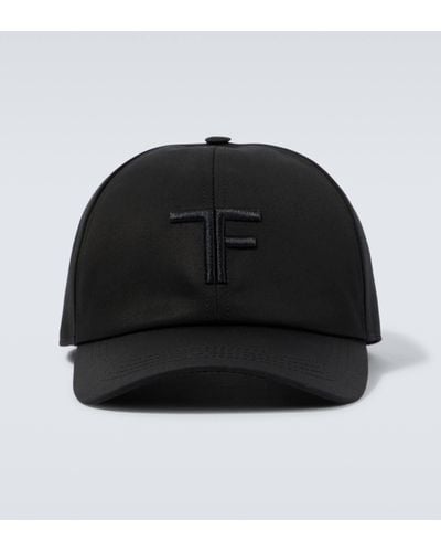 Tom Ford Embroidered Canvas And Leather Cap - Black