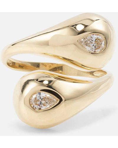 Mateo Water Droplet 14kt Gold Ring With Diamonds - Natural