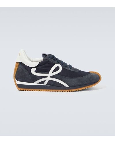 Loewe Flow Runner Monogram Leather And Shell Sneakers - Blue