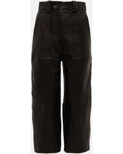 Khaite High-rise Straight-leg Leather Pants - Black