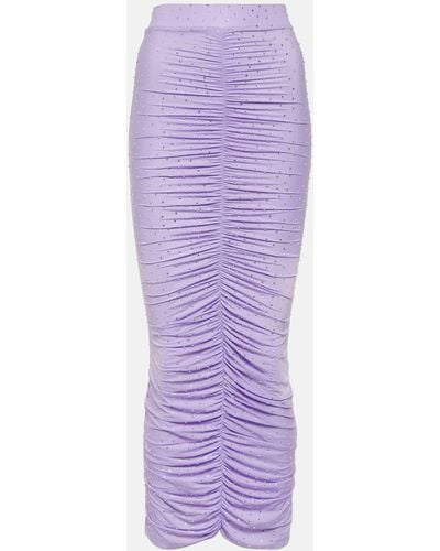Alex Perry Crystal-embellished Ruched Midi Skirt - Purple