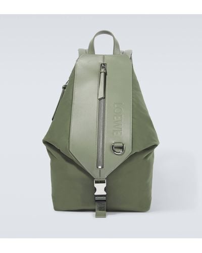 Loewe Convertible Leather-trimmed Backpack - Green