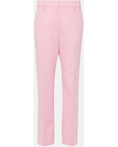 Sportmax Romagna High-rise Wool-blend Straight Pants - Pink