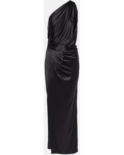 The Sei One-shoulder Silk Satin Maxi Dress - Black