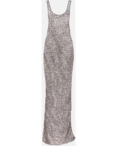 The Attico Fishnet Sequined Gown - White