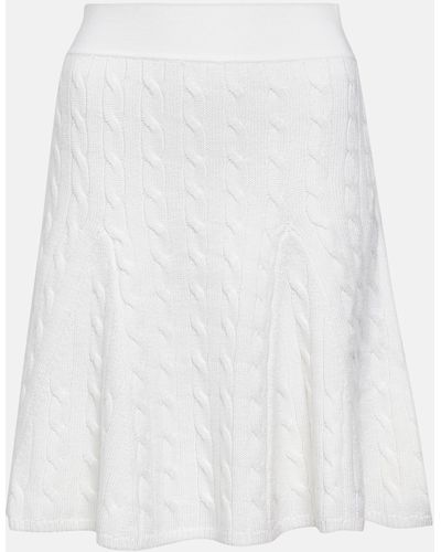 Polo Ralph Lauren Cable-knit Wool And Silk Miniskirt - White