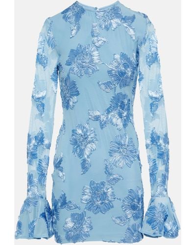 ROTATE BIRGER CHRISTENSEN Bridal Floral-applique Mesh Minidress - Blue