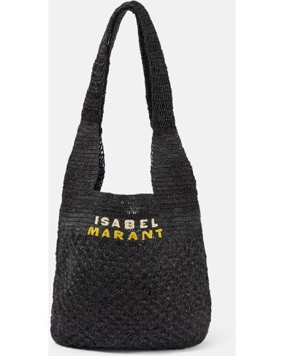 Isabel Marant Praia Medium Raffia Tote Bag - Black