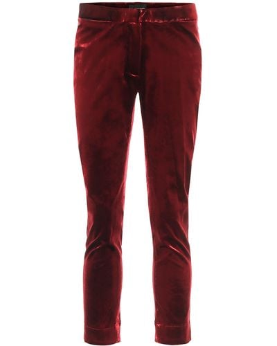 Ann Demeulemeester High-rise Skinny Cropped Velvet Pants - Red