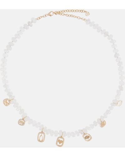 Sydney Evan Multi-charm 14kt Gold Necklace With Moonstone And Diamonds - Metallic