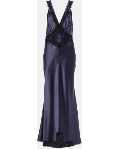 Sir. The Label Aries Lace-trimmed Silk Satin Gown - Blue
