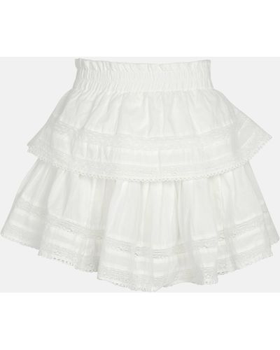 LoveShackFancy Ruffled Cotton Miniskirt - White