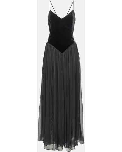Chloé Velvet And Silk Maxi Dress - Black