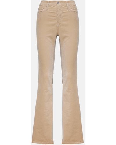 AG Jeans Farrah Velvet Flared Pants - Natural