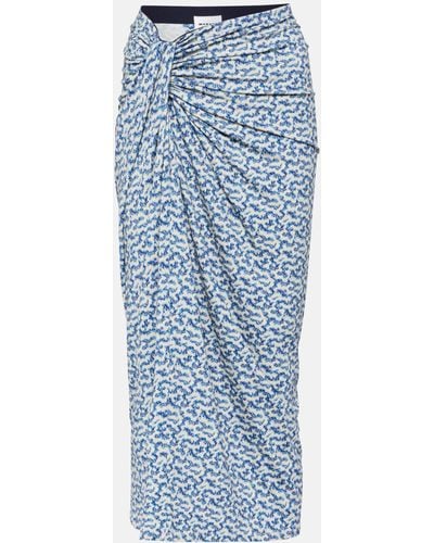 Isabel Marant Jeldia Printed Jersey Midi Skirt - Blue