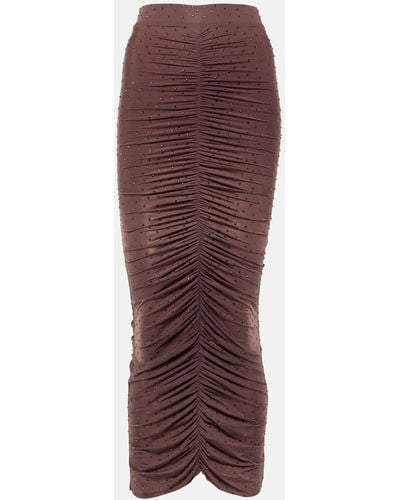 Alex Perry Crystal-embellished Ruched Jersey Midi Skirt - Red