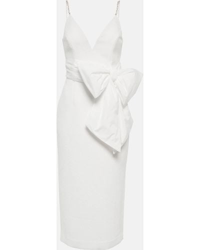 Rebecca Vallance Bridal Genevieve Bow-trimmed Crepe Midi Dress - White
