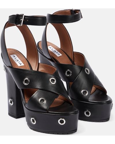 Alaïa Eyelet-embellished Leather Sandals - Black